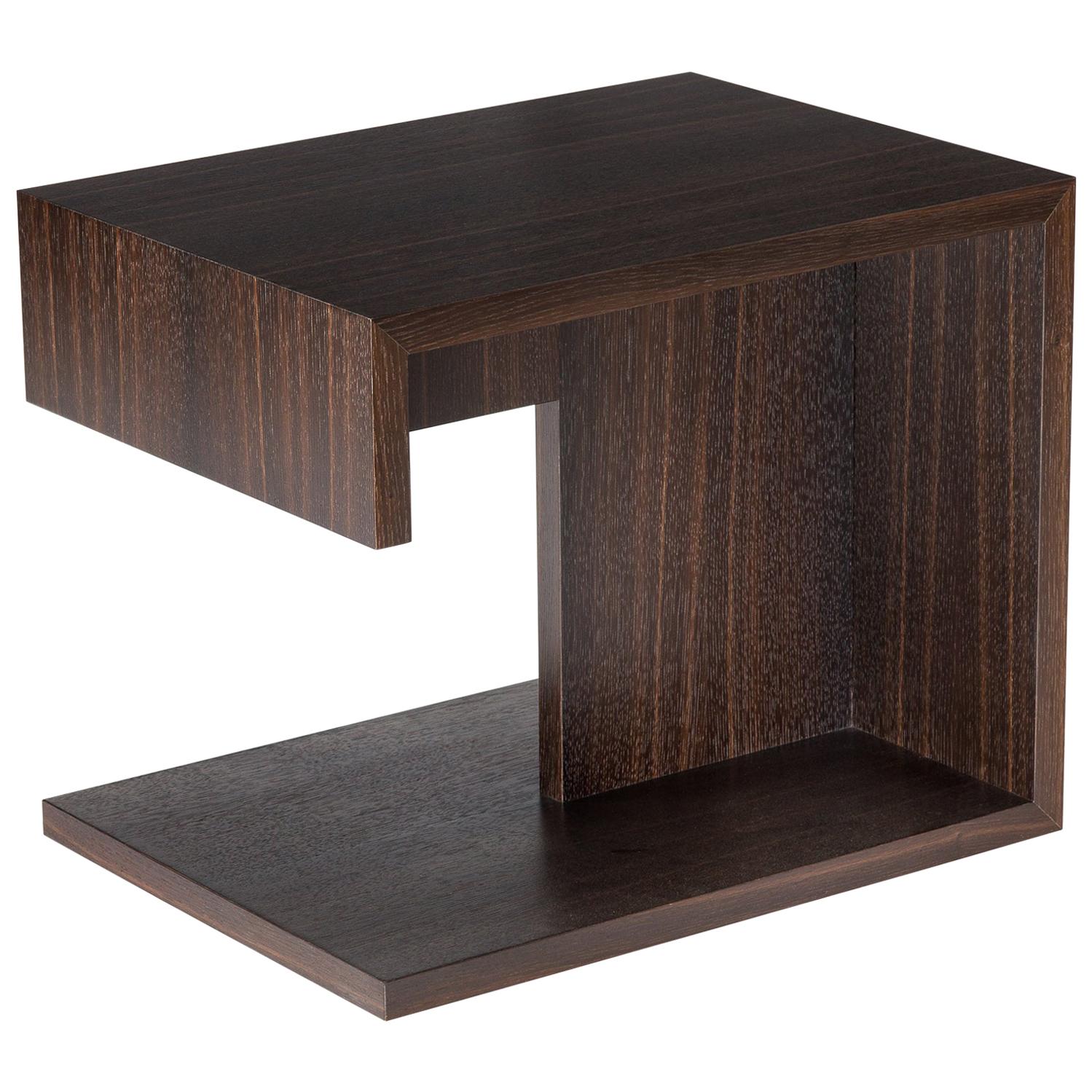 Modern Wood End Table in Fumed Ebony Oak, by Studio DiPaolo For Sale