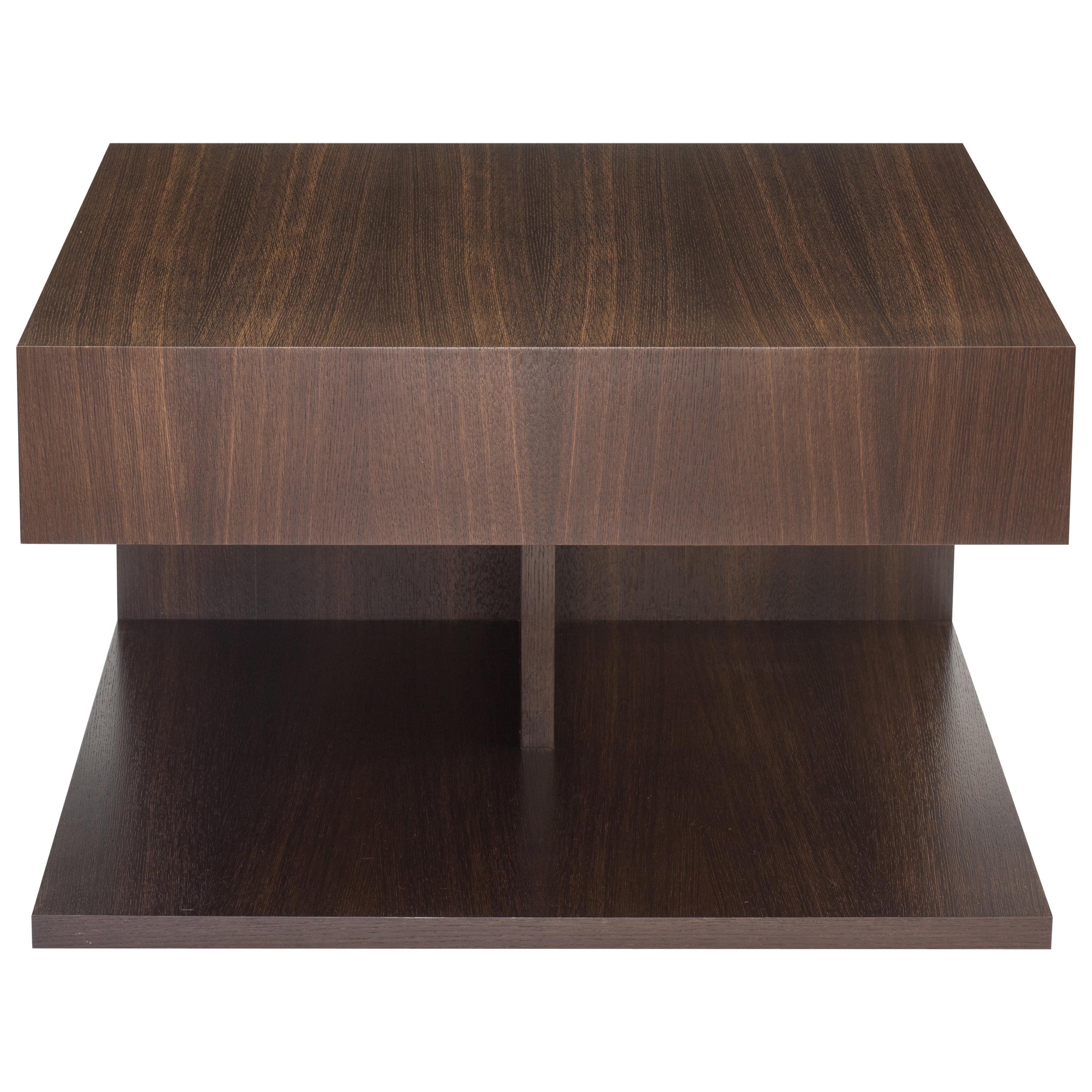Modern Wood End Table in Fumed Ebony Oak, by Studio DiPaolo