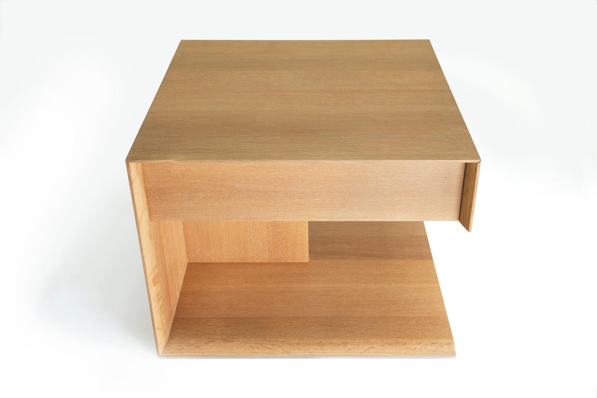 American Modern Wood End Table in Solid White Oak, by Studio DiPaolo
