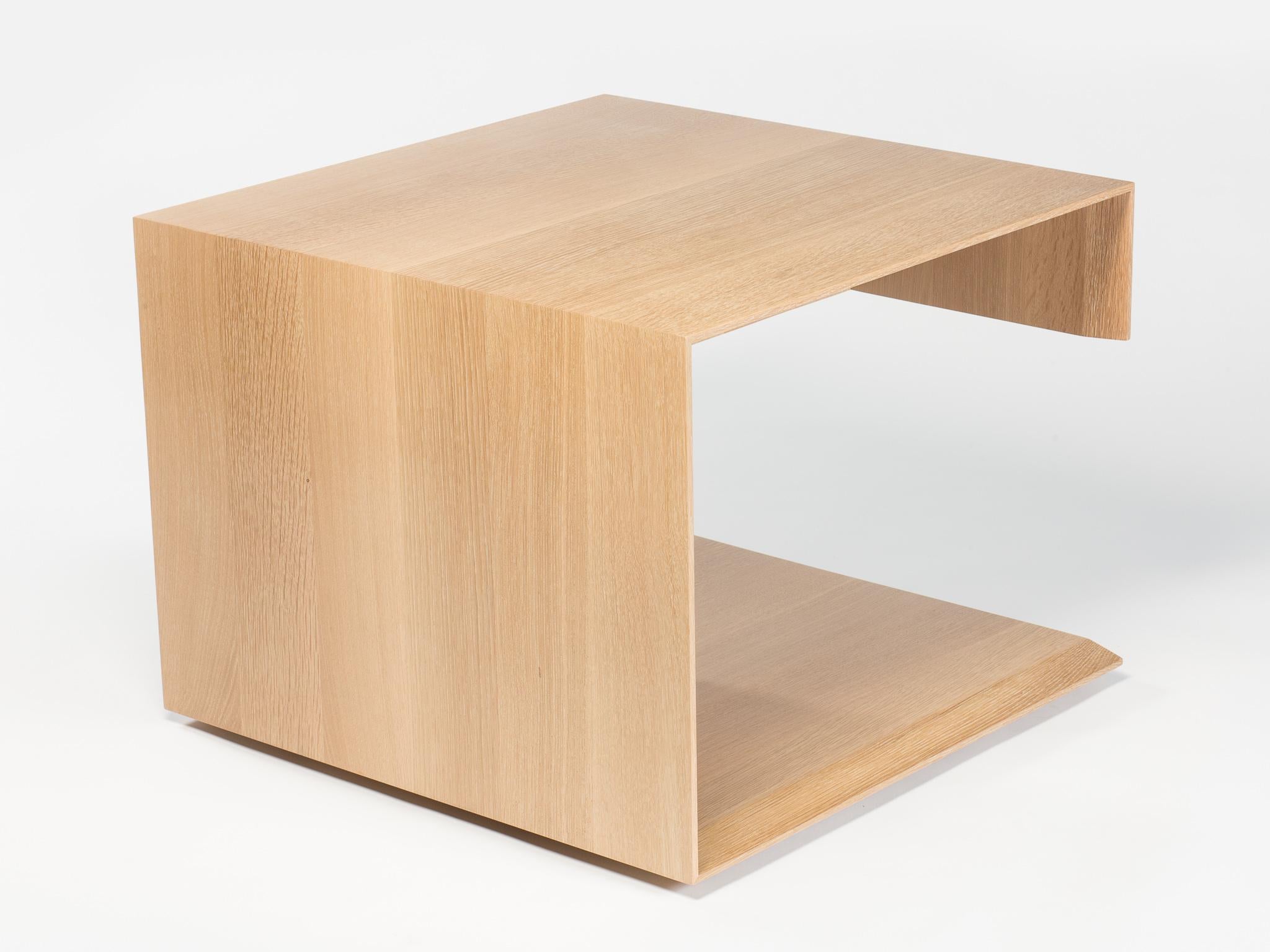 American Modern Wood End Table in Solid White Oak, by Studio DiPaolo For Sale