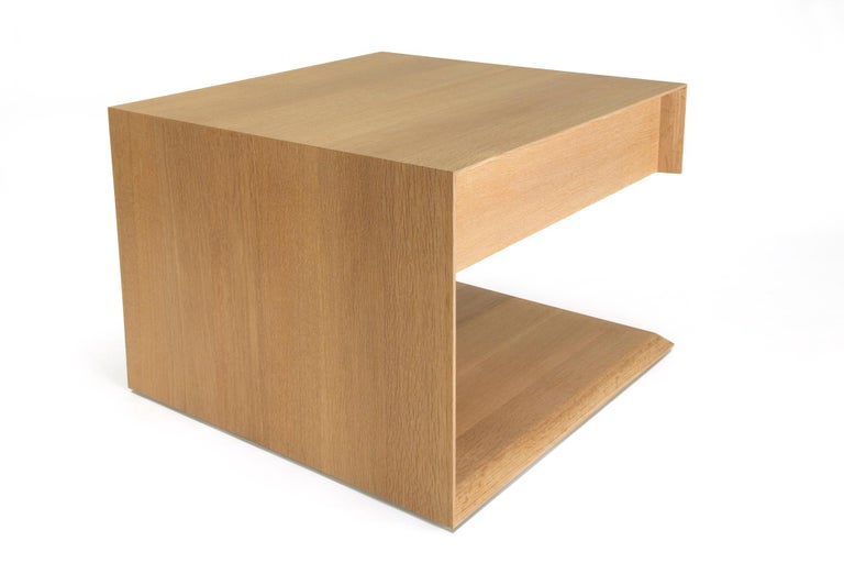 Modern Wood End Table in Solid White Oak, by Studio DiPaolo For Sale at