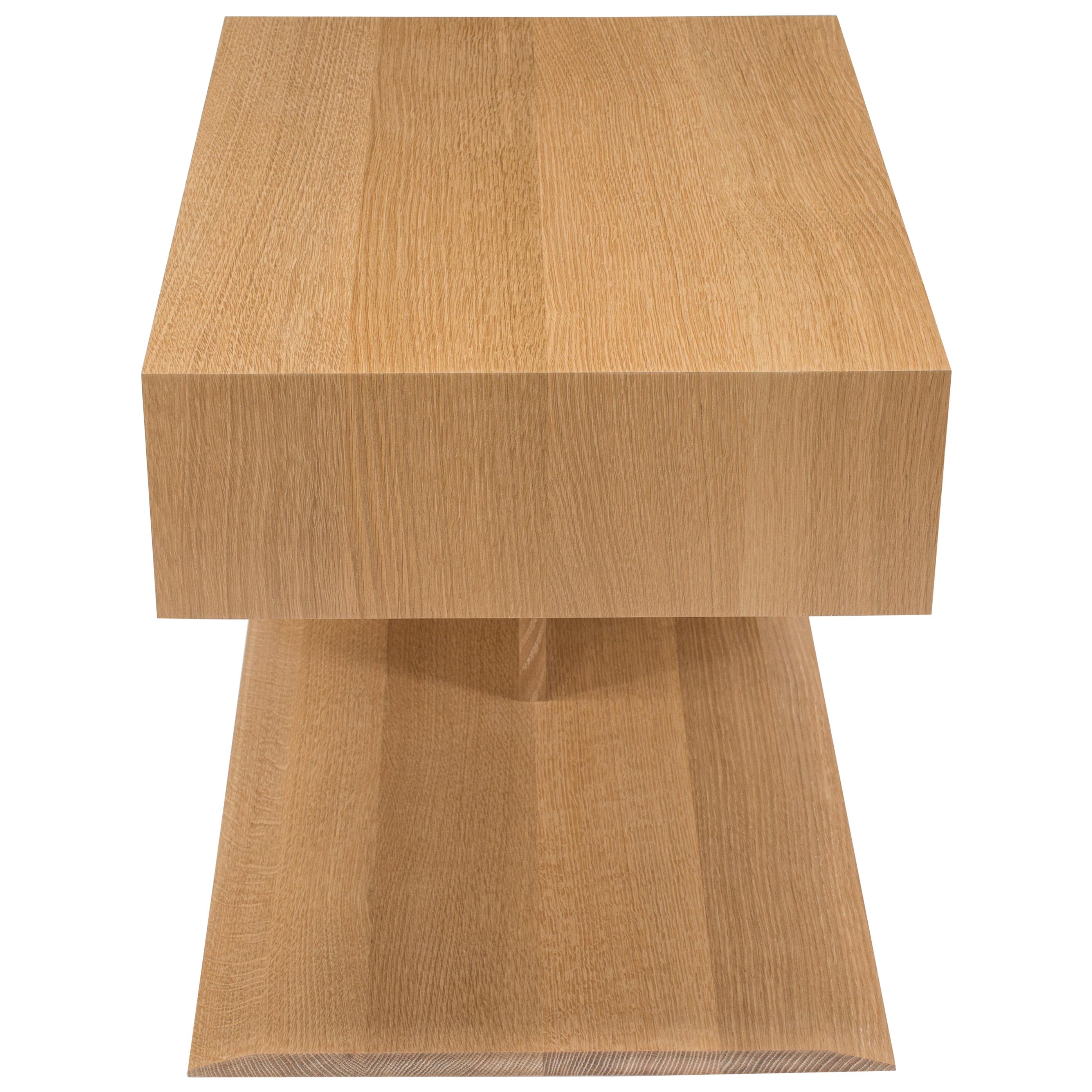 Modern Wood End Table in Solid White Oak, by Studio DiPaolo For Sale