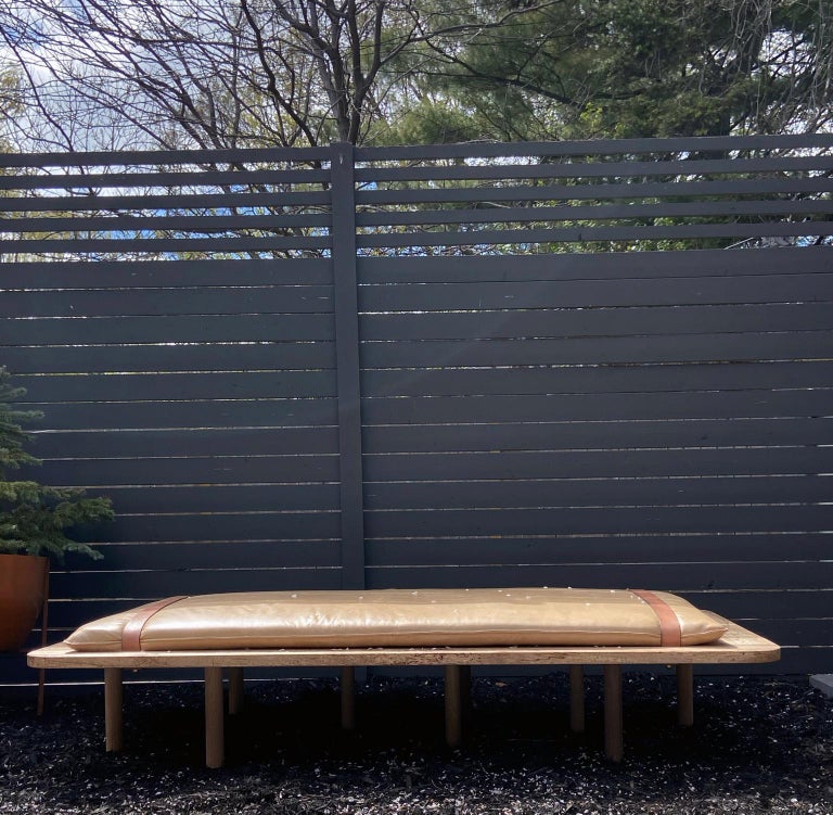 Modern Wood + Leather Chaise Lounge For Sale at 1stDibs