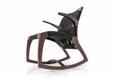 Modern Wood Luna Rocking Chair with Webbed Seat by Goebel