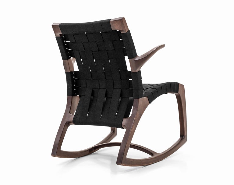 Modern Wood Luna Rocking Chair with Webbed Seat by Goebel For Sale at ...