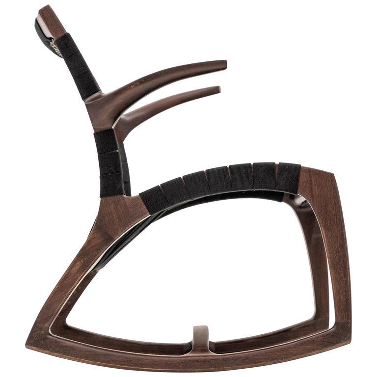 Modern Wood Luna Rocking Chair with Webbed Seat by Goebel For Sale at ...
