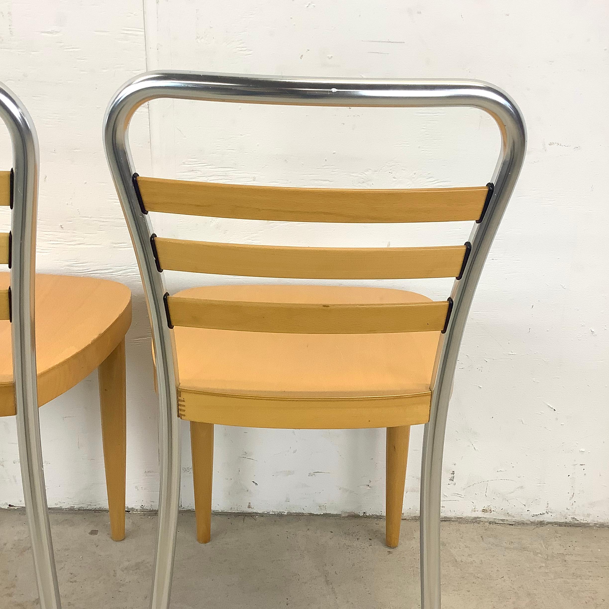 Modern Wood & Metal Dining Chairs- Set four For Sale 3