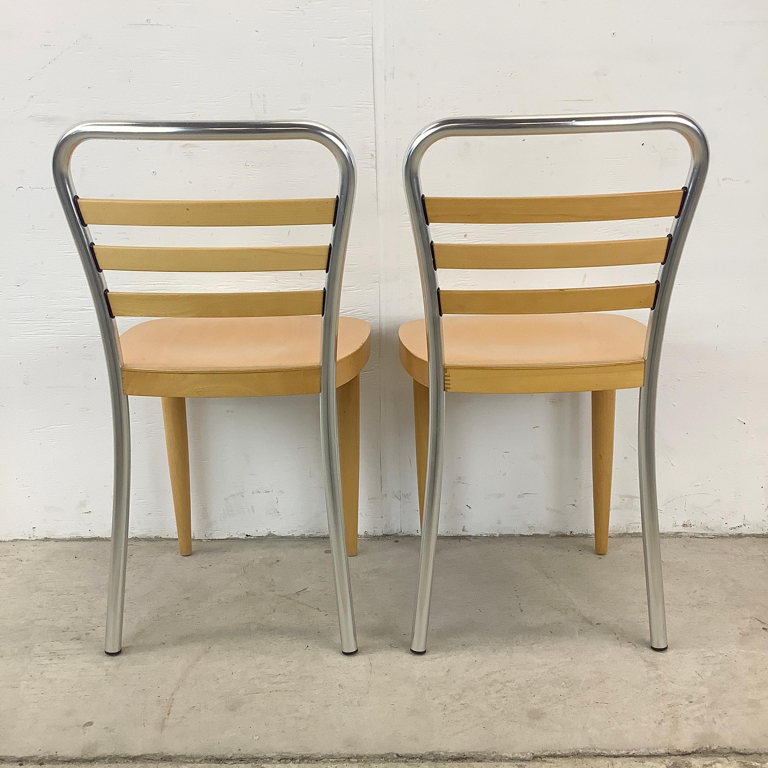Modern Wood & Metal Dining Chairs- Set four For Sale 4
