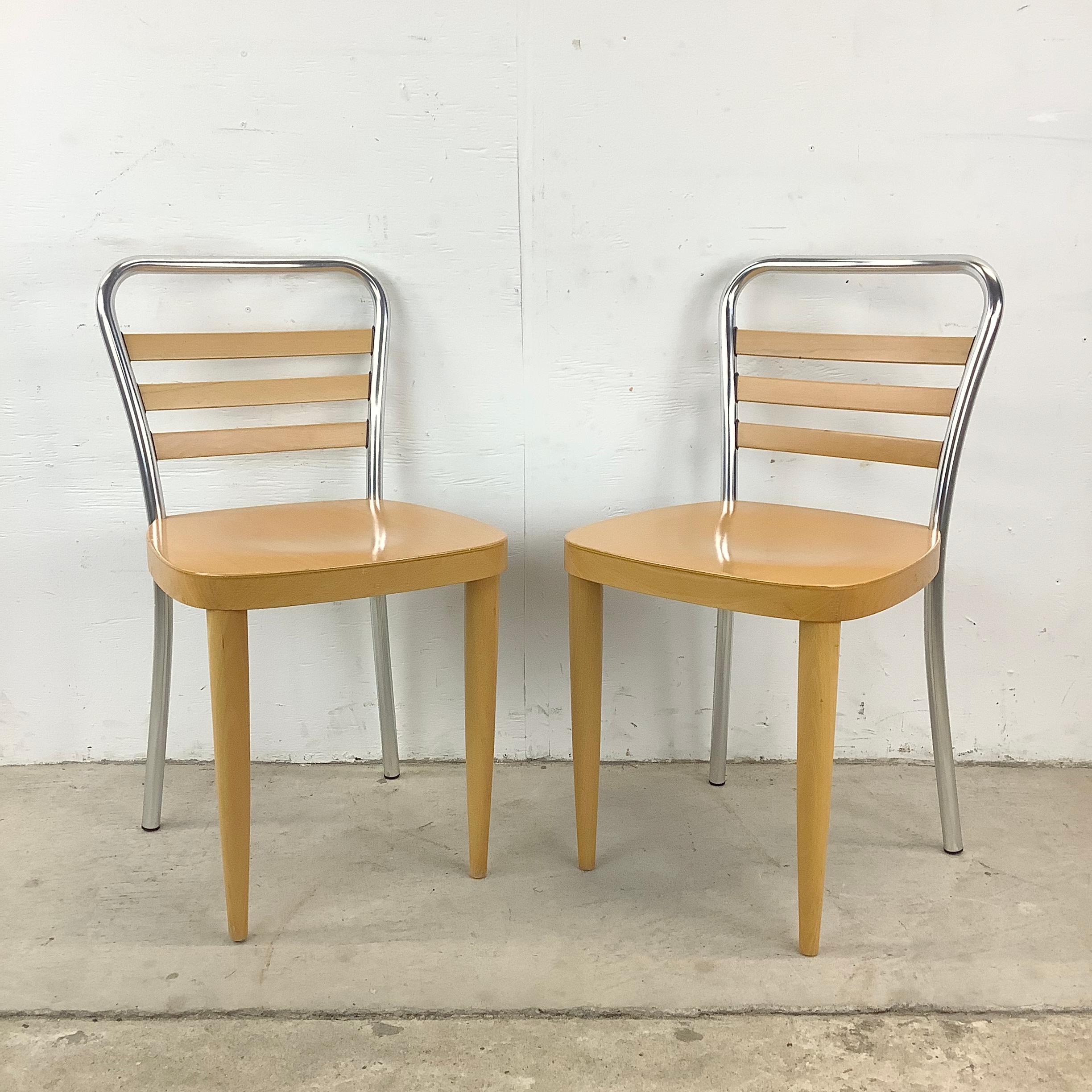 Modern Wood & Metal Dining Chairs- Set four For Sale 10