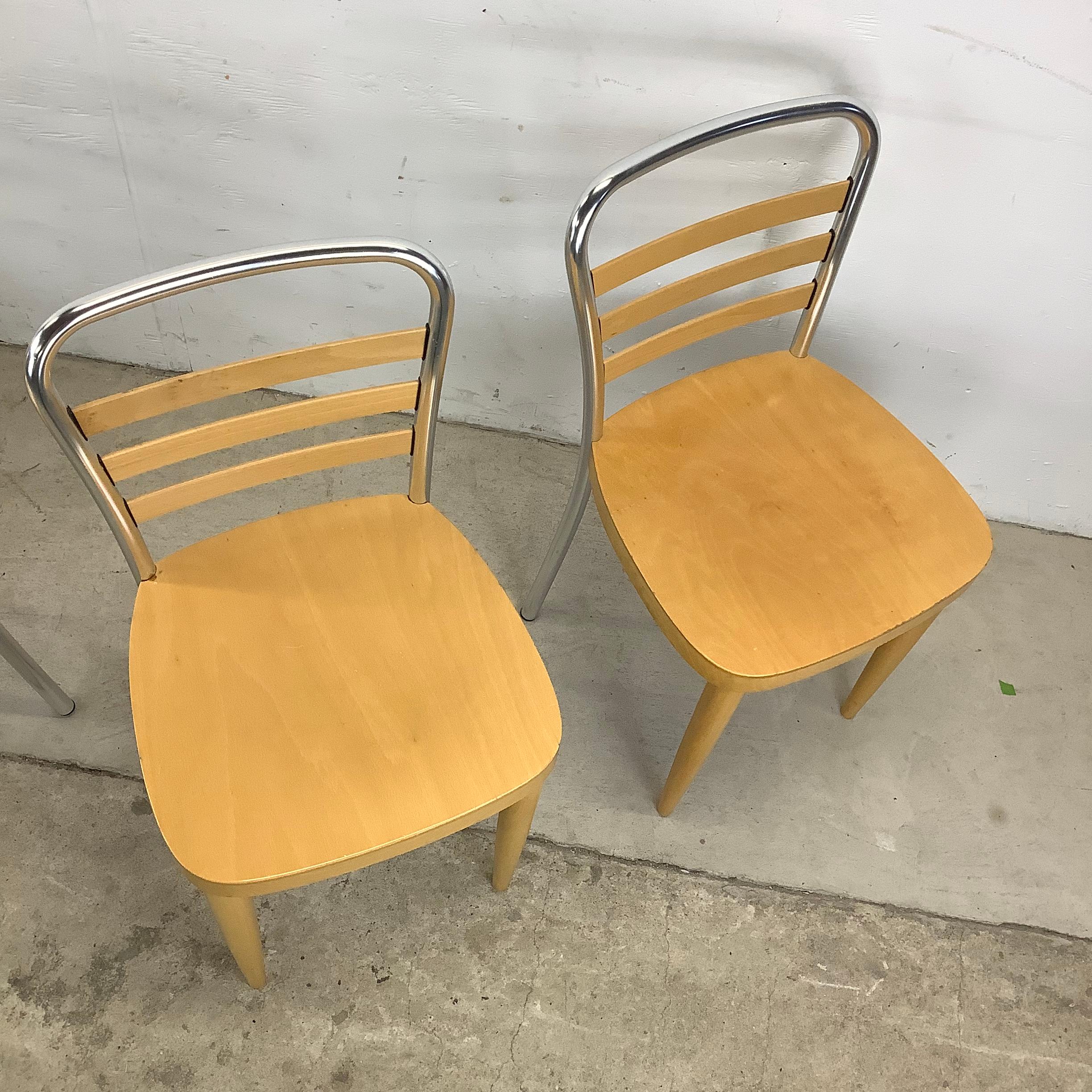 Modern Wood & Metal Dining Chairs- Set four For Sale 11