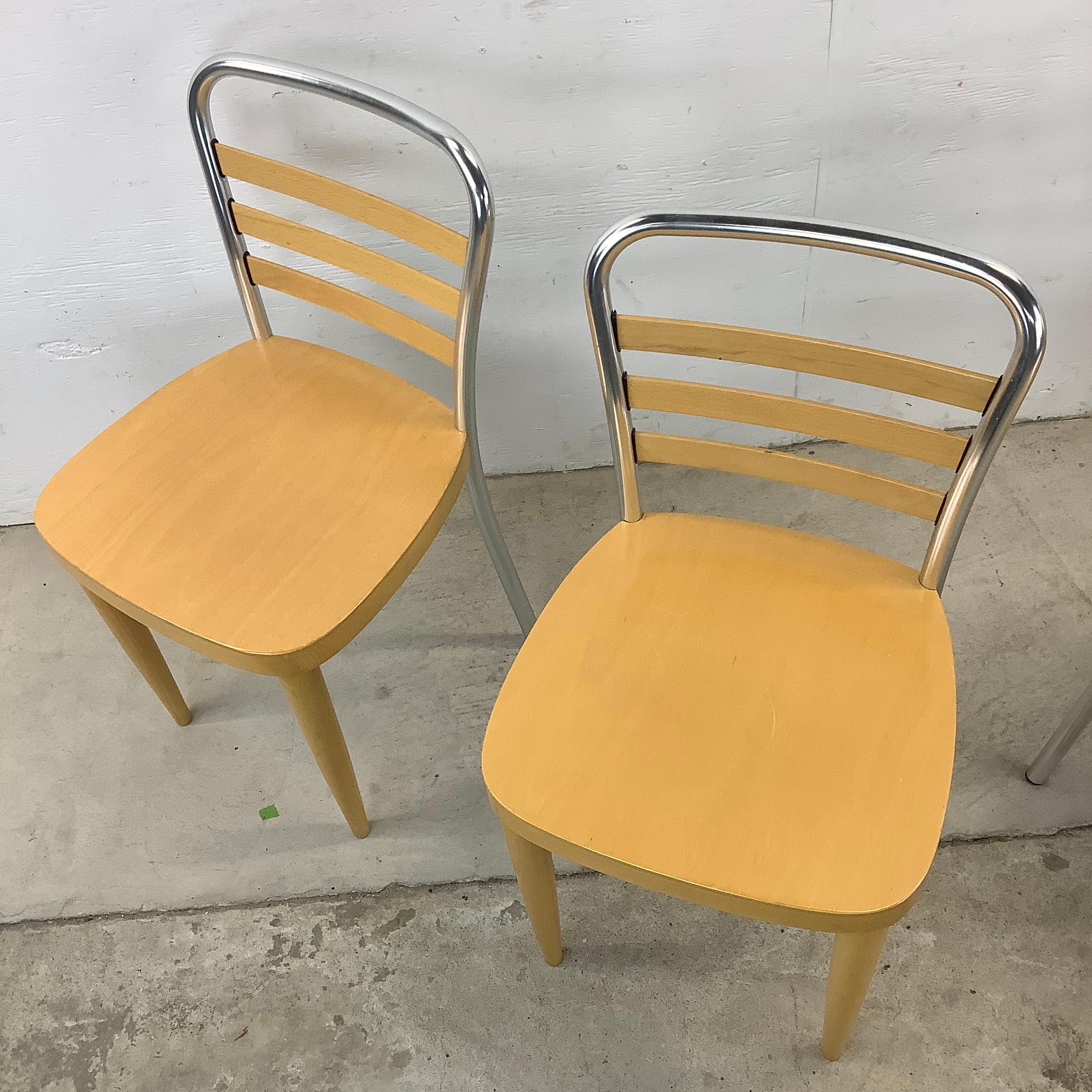 Modern Wood & Metal Dining Chairs- Set four For Sale 12