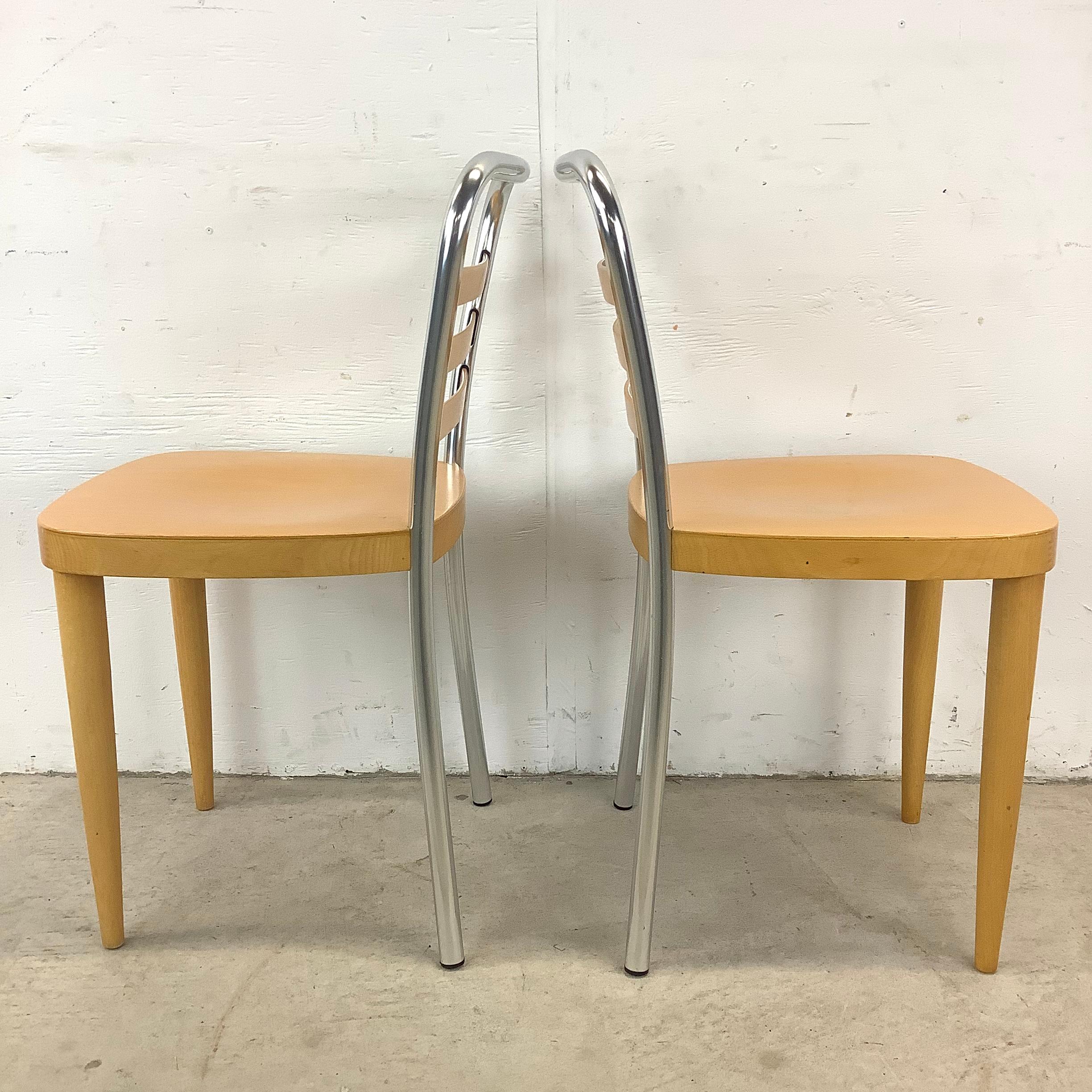 Unknown Modern Wood & Metal Dining Chairs- Set four For Sale