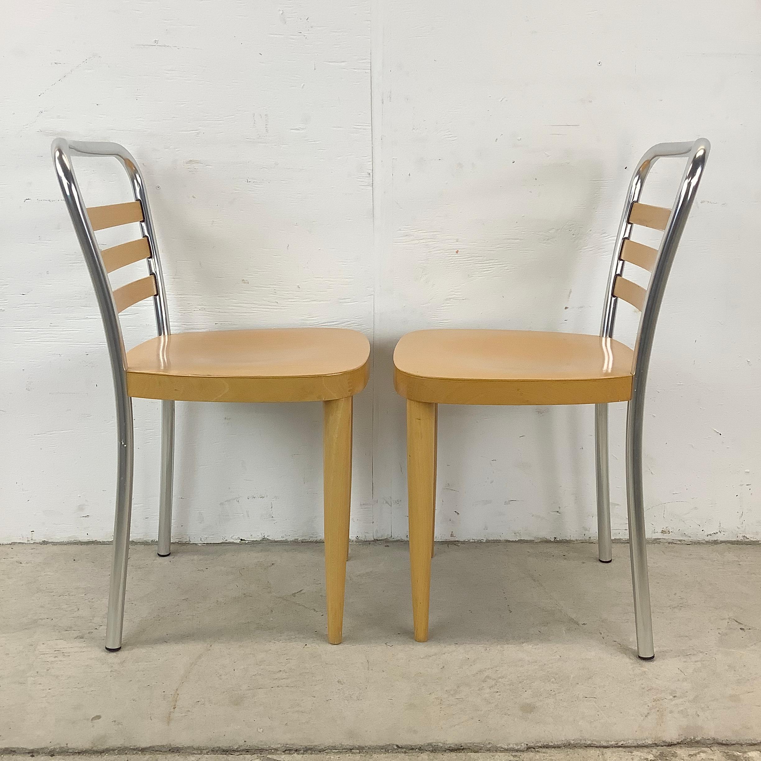 Other Modern Wood & Metal Dining Chairs- Set four For Sale