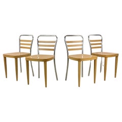Used Modern Wood & Metal Dining Chairs- Set four