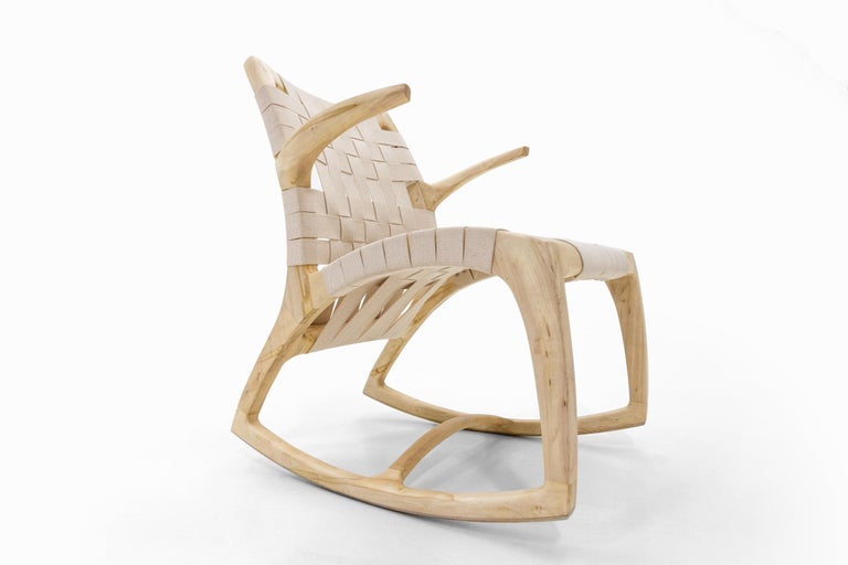 Modern Wood Midcentury Luna Rocking Chair with Webbed Seat by Goebel ...