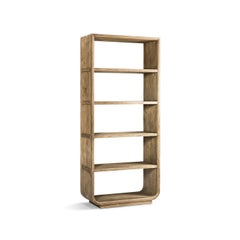 Modern Wood Open Bookcase with Rounded Frame