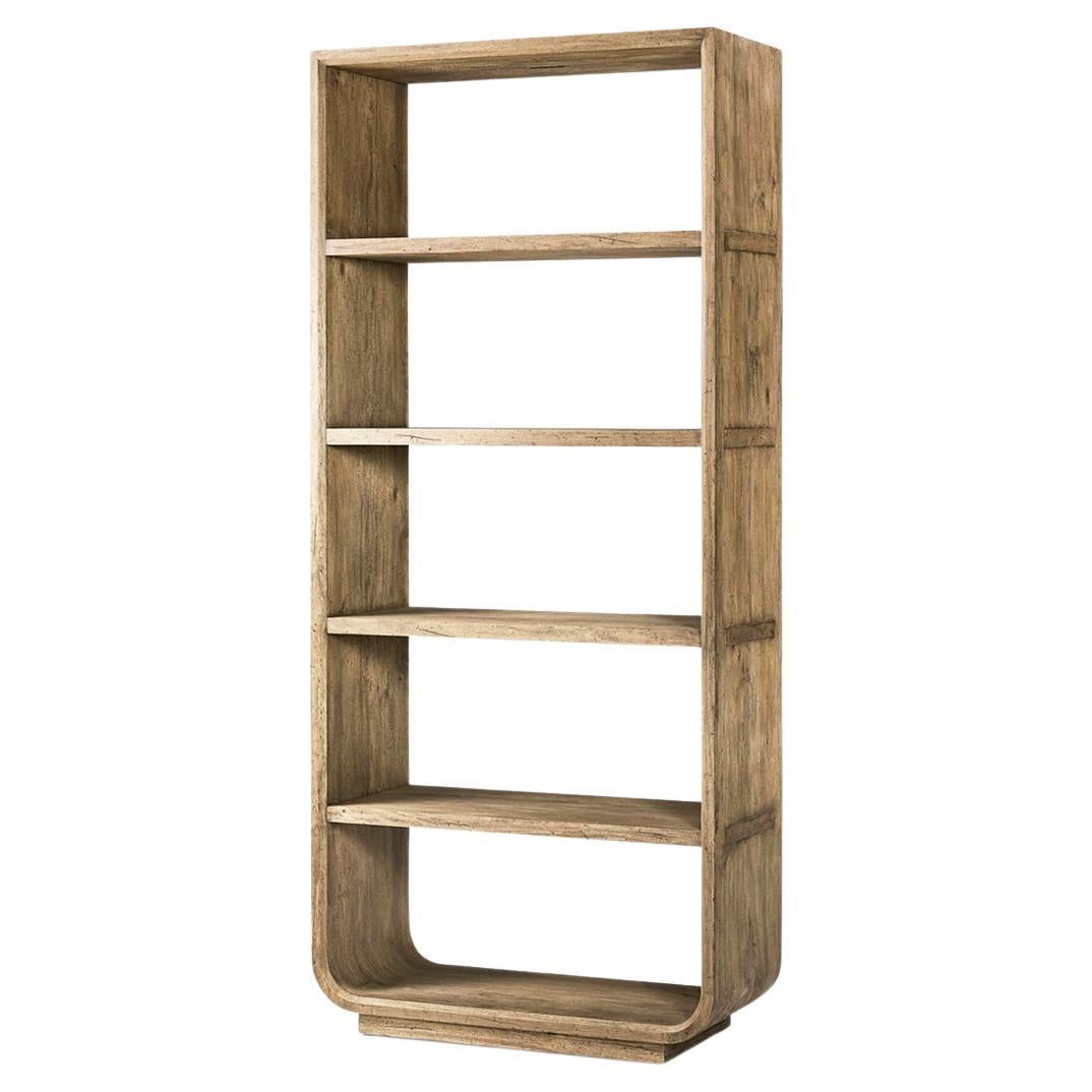 Modern Wood Open Bookcase with Rounded Frame For Sale