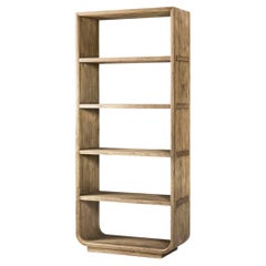Modern Wood Open Bookcase with Rounded Frame