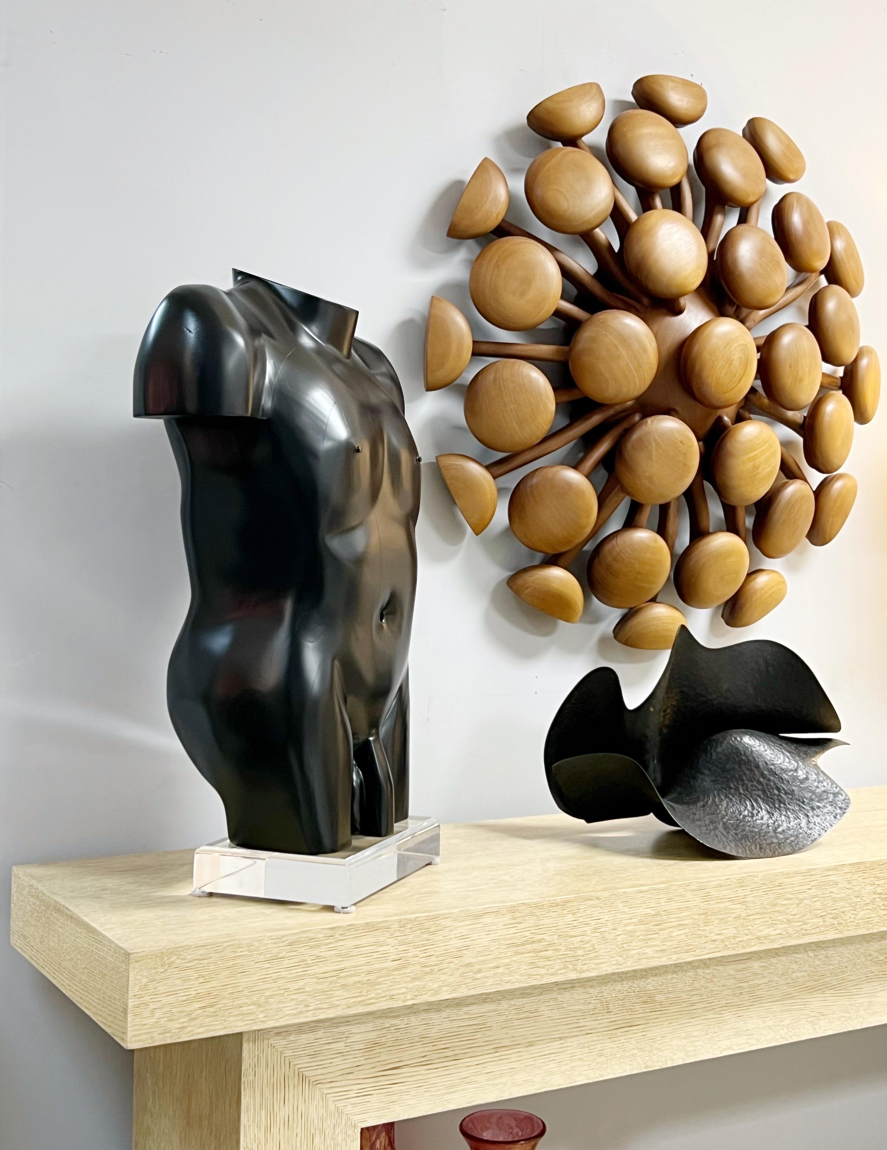 Modern Wood Sculpture of Nude, Average Man 1970s For Sale 5