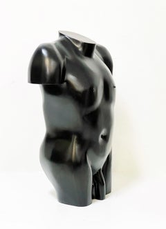 Modern Wood Sculpture of Nude, Average Man 1970s