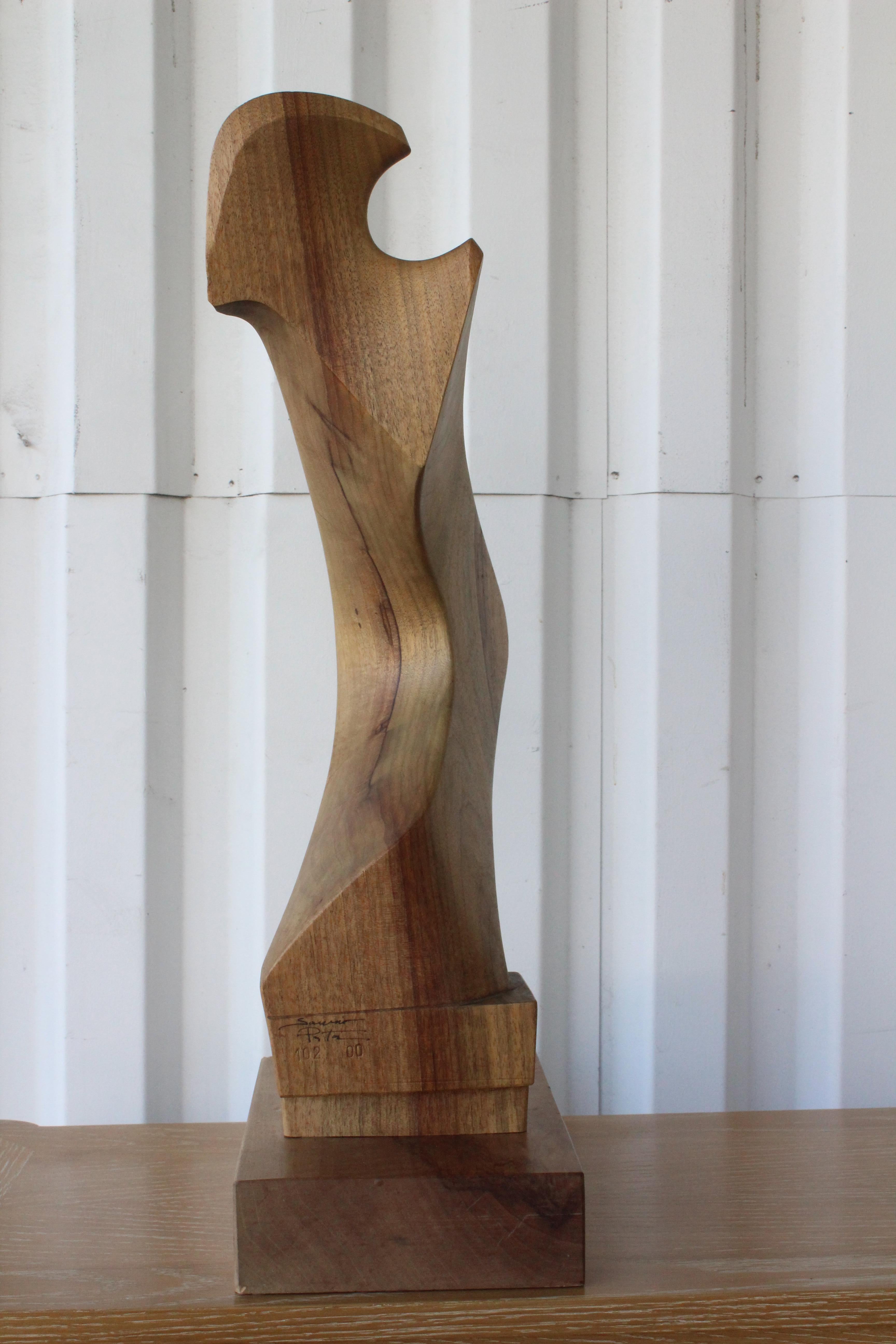 American Modern Wood Sculpture, Signed, 2000