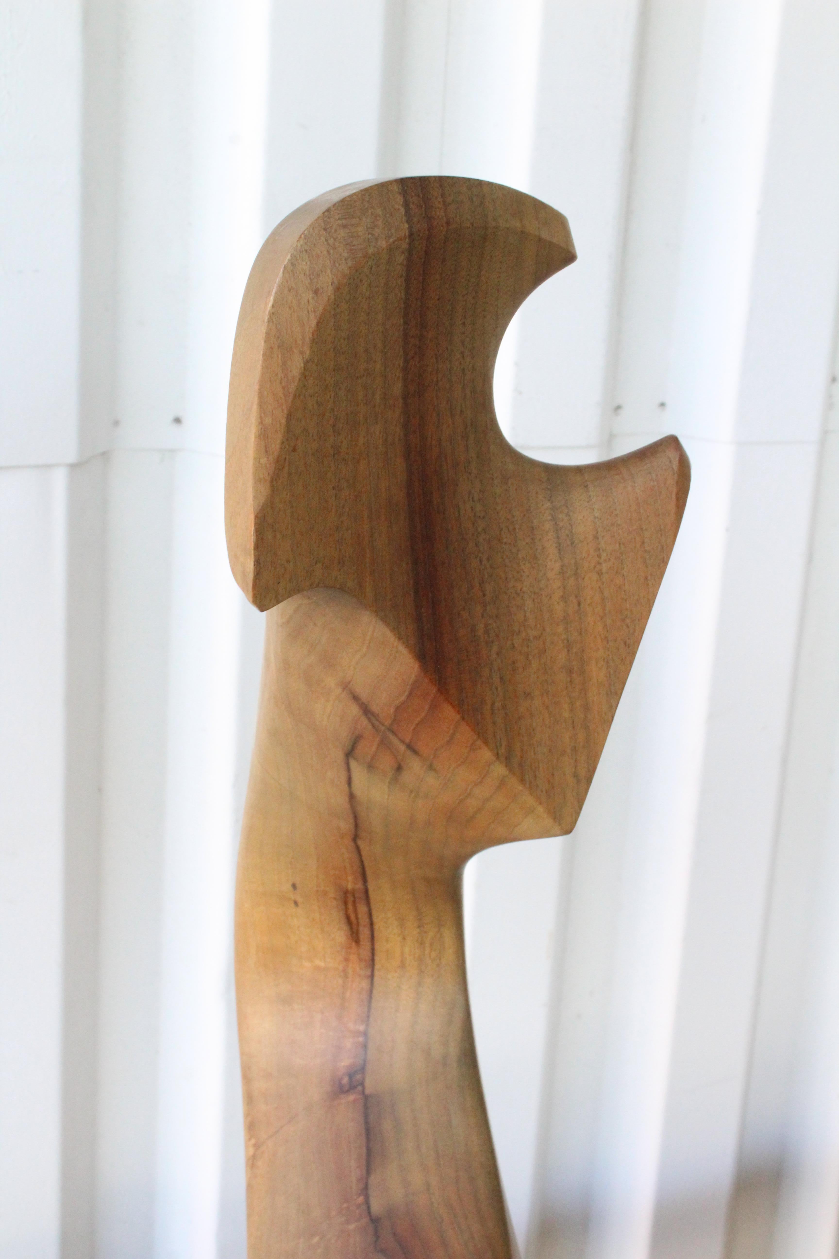 Carved Modern Wood Sculpture, Signed, 2000