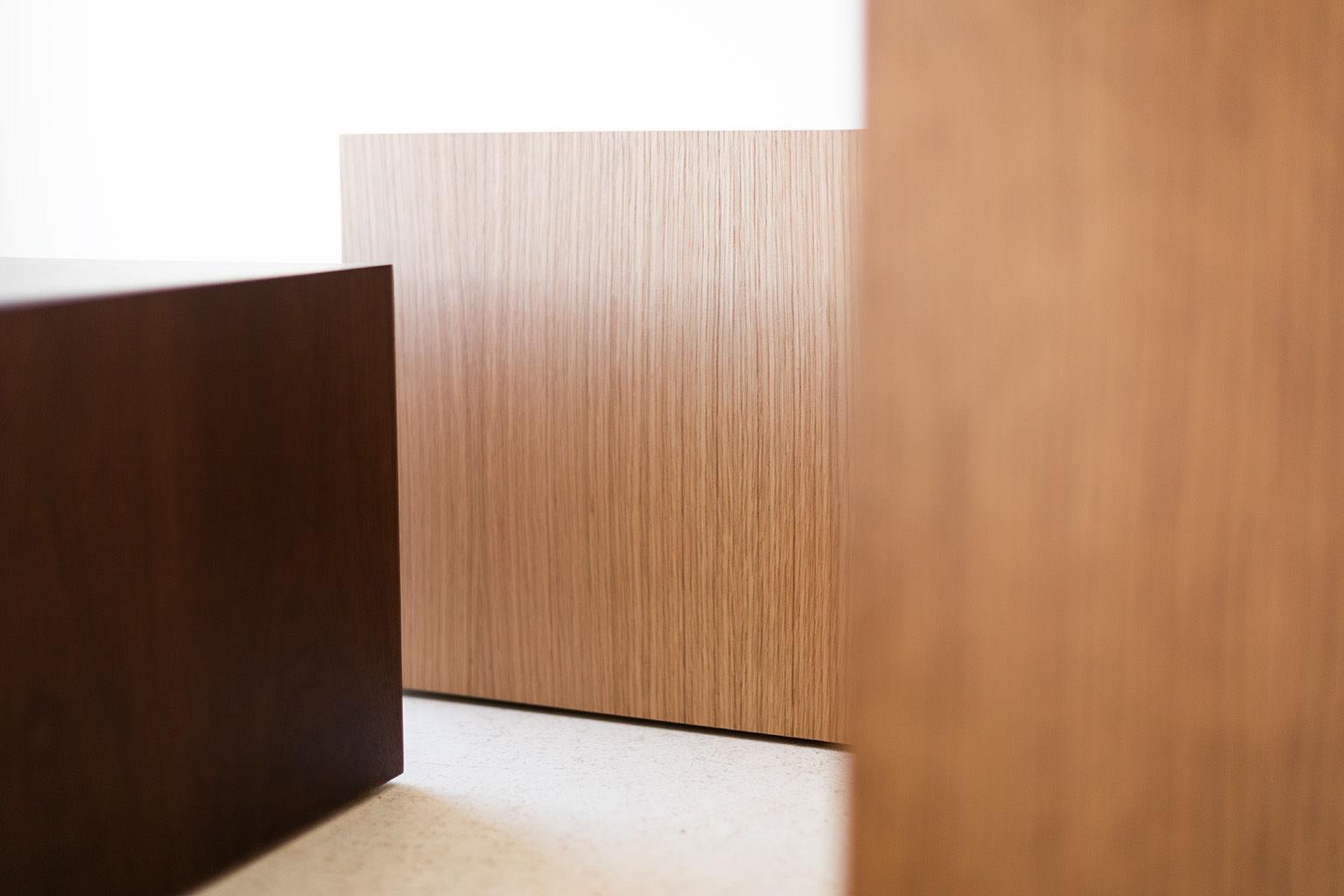 wooden block bedside table