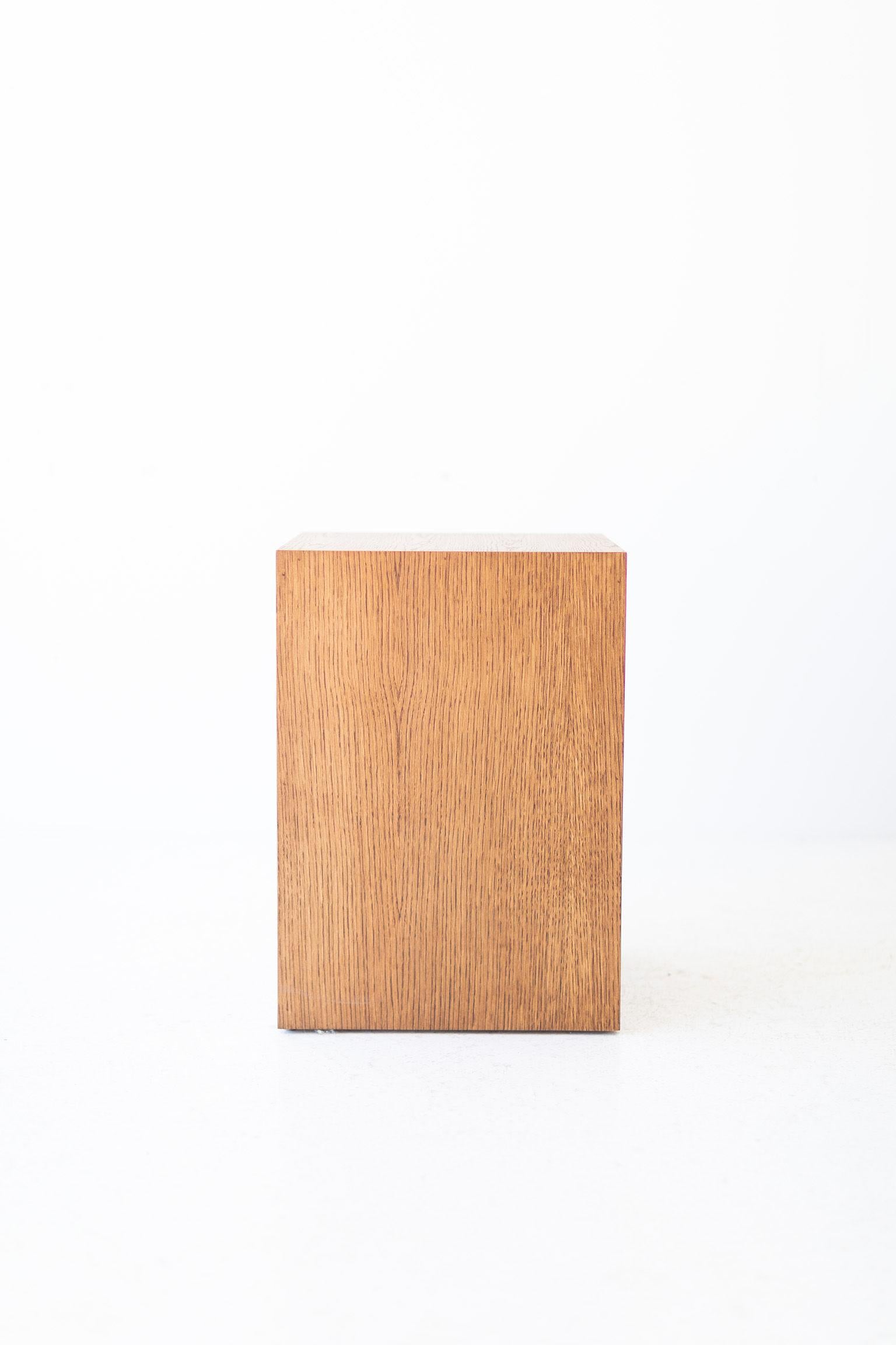 Contemporary Modern Wood Side Table in Oak For Sale