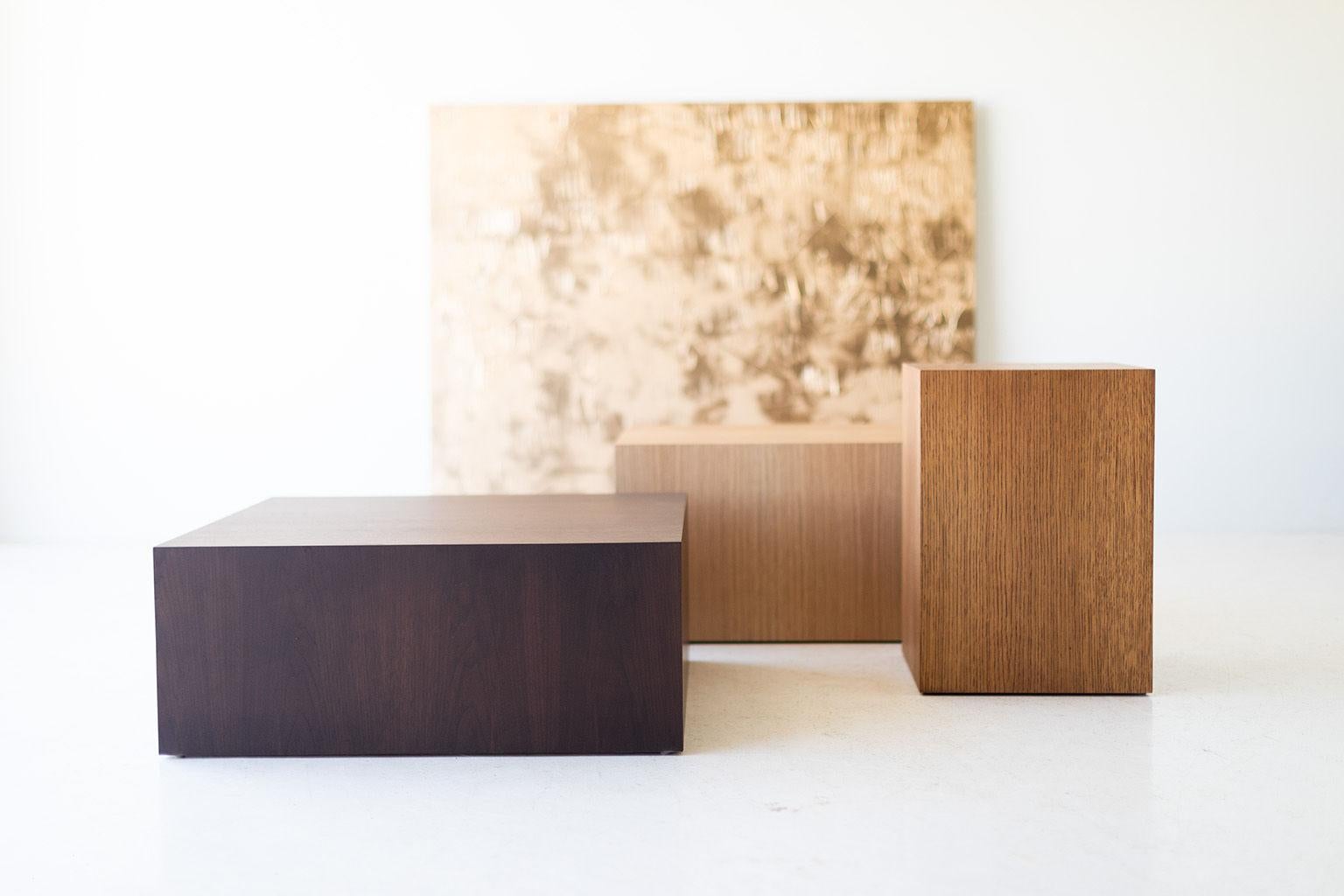 Hardwood Modern Wood Side Table in Oak For Sale