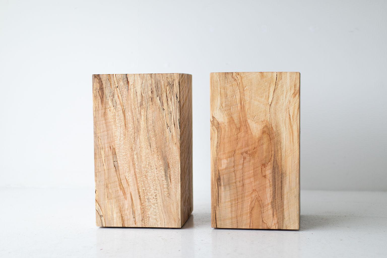 modern wood block side table