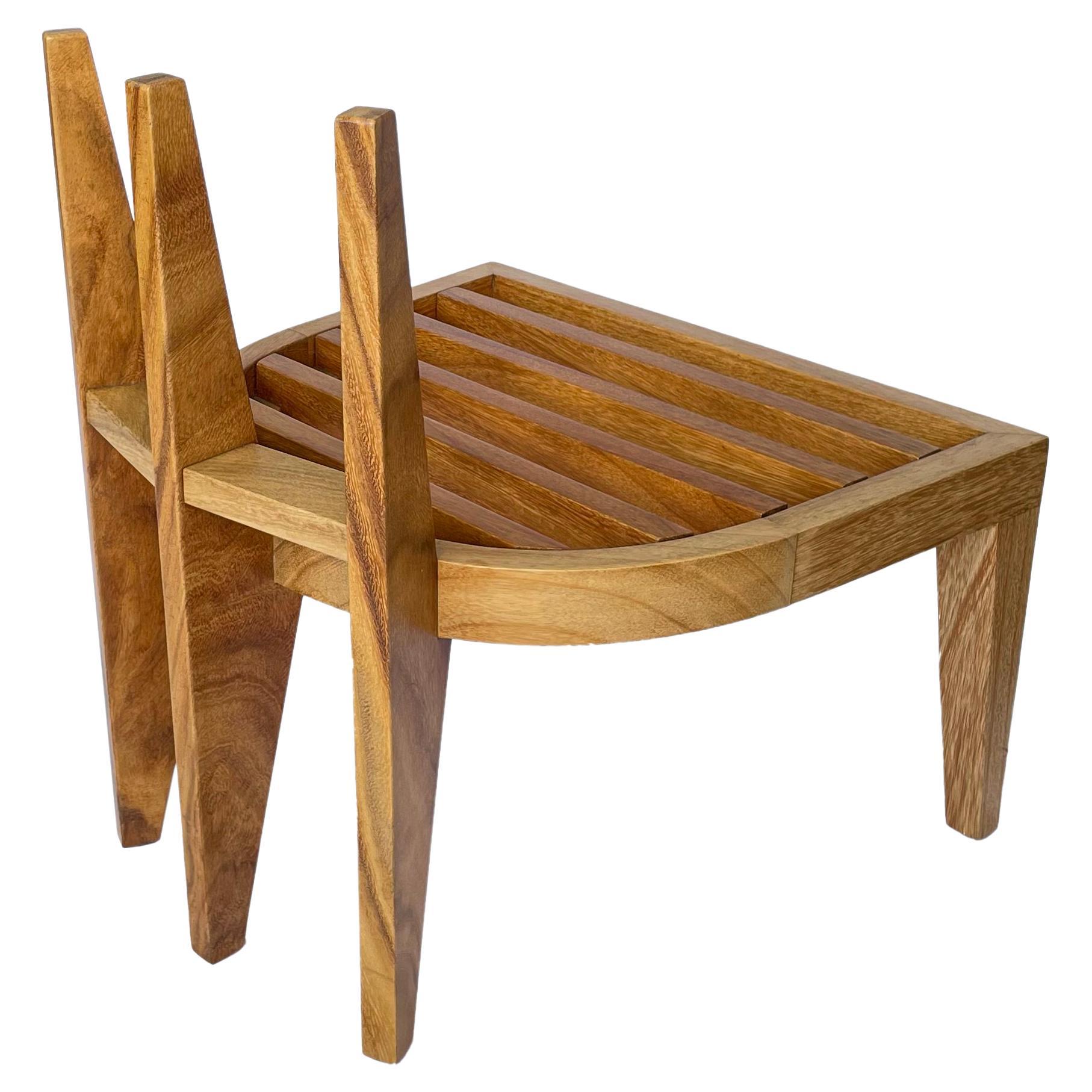 Hand-Crafted Modern Wood Stool by Pierre Sarkis For Sale