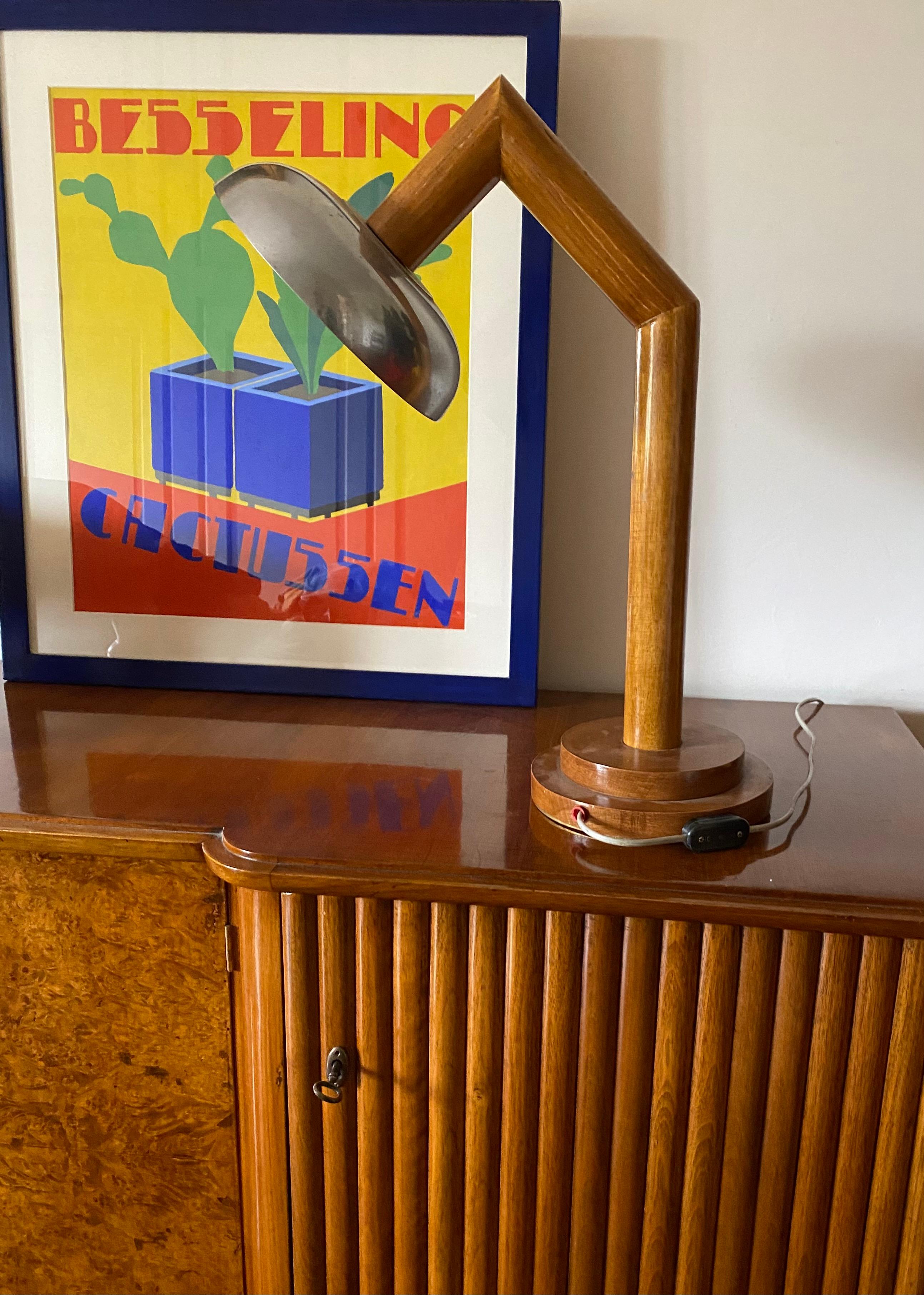 Modern wood table lamp, France circa 1940 For Sale 11