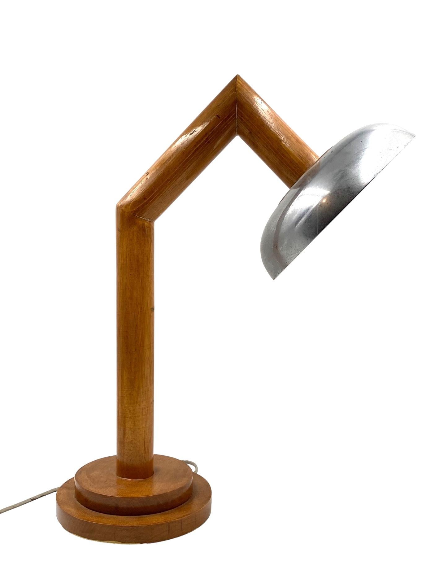 Mid-20th Century Modern wood table lamp, France circa 1940 For Sale
