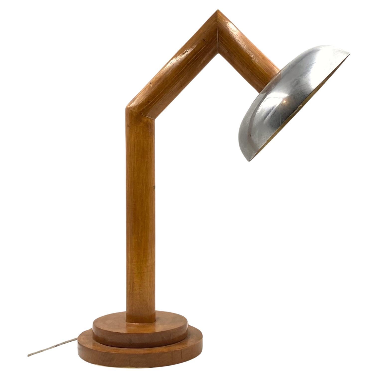 Modern wood table lamp, France circa 1940 For Sale
