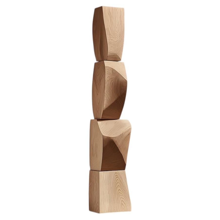 Modern Wood Totem with Sculptural Form Still Stand No112 by NONO For Sale