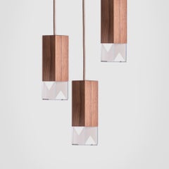 Contemporary Canaletto Walnut Wood Trio Chandelier by Formaminima