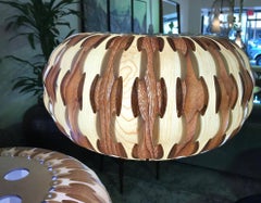 Mid-Century Modern Wood Veneer Interlaced Hanging Ceiling Pendant Light