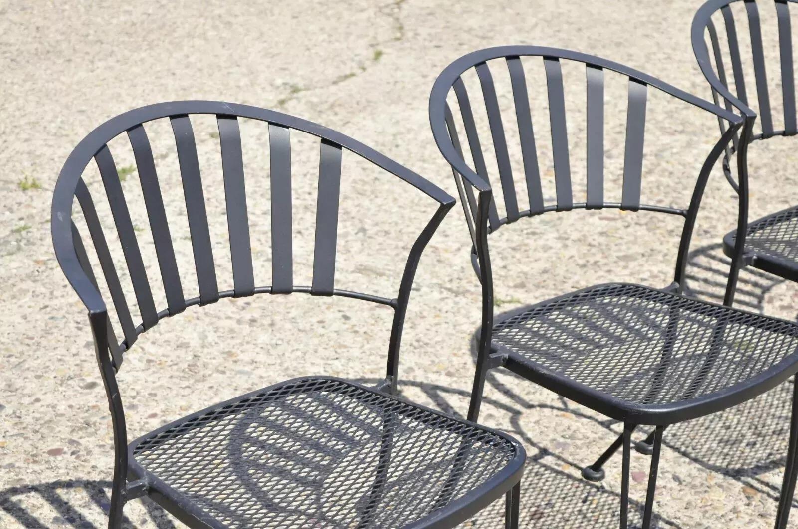 Moderner Woodard Pinecrest Style Schmiedeeisen Garten Patio Esszimmerstuhl - Satz von 4 im Angebot 6