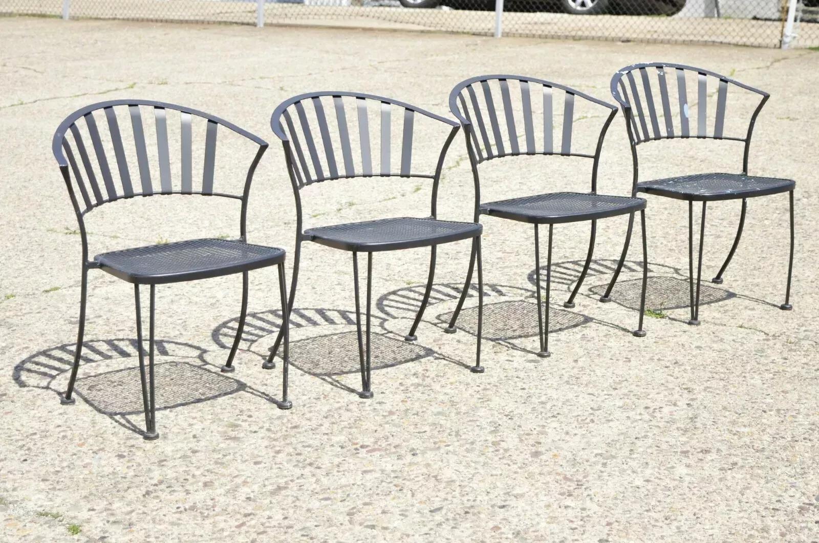 Moderner Woodard Pinecrest Style Schmiedeeisen Garten Patio Esszimmerstuhl - Satz von 4 (Unbekannt) im Angebot
