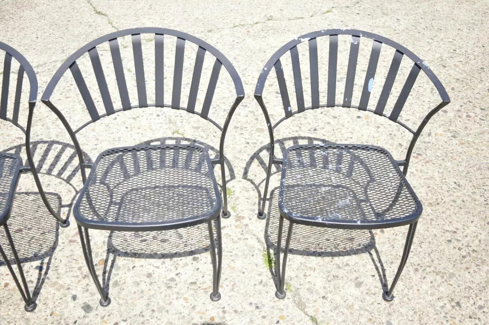 Moderner Woodard Pinecrest Style Schmiedeeisen Garten Patio Esszimmerstuhl - Satz von 4 (20. Jahrhundert) im Angebot