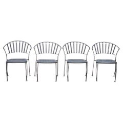 Modern Woodard Pinecrest Style Wrought Iron Garden Patio Dining Chair - Set of 4