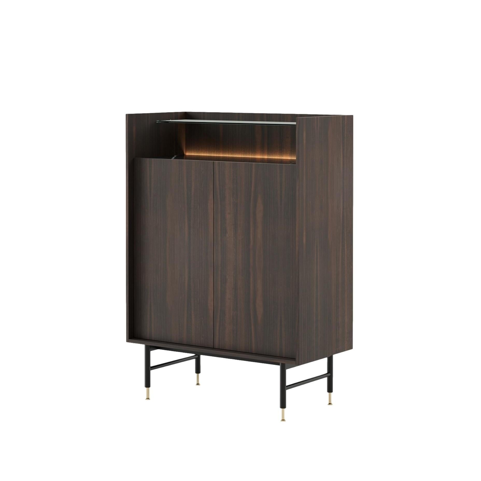 XXI secolo e contemporaneo Mobile bar moderno in legno con inserti in vetro e marmo in vendita