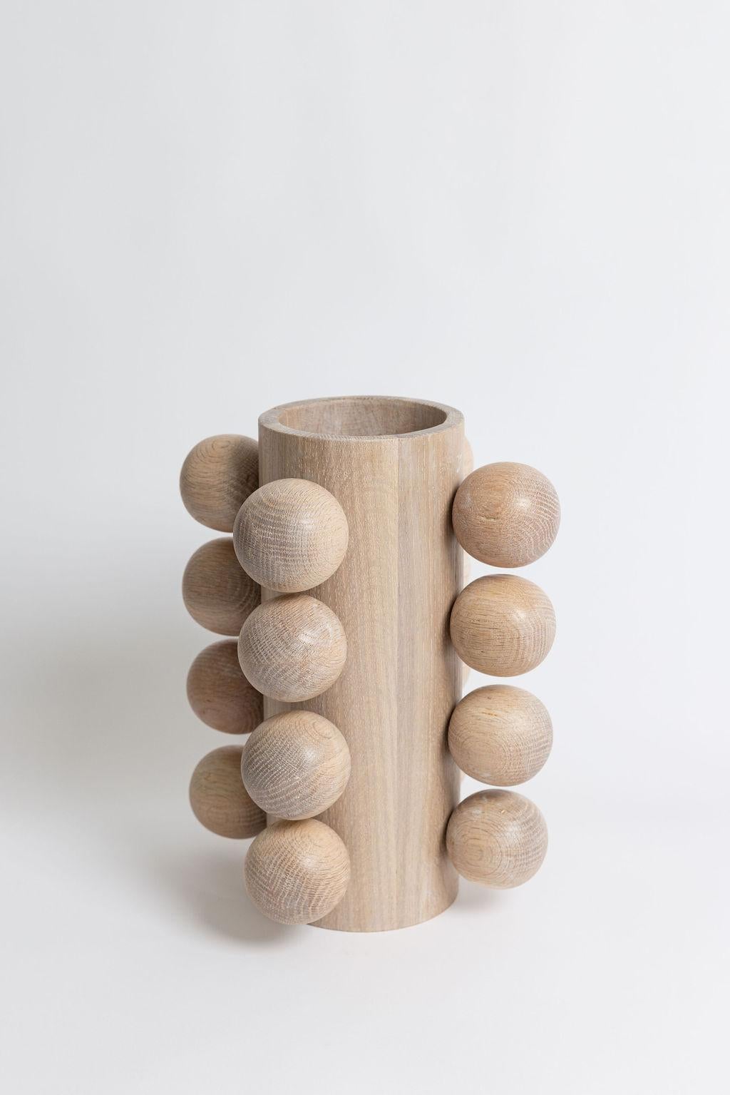 American Modern Wooden Bubble Vase in Natural For Sale