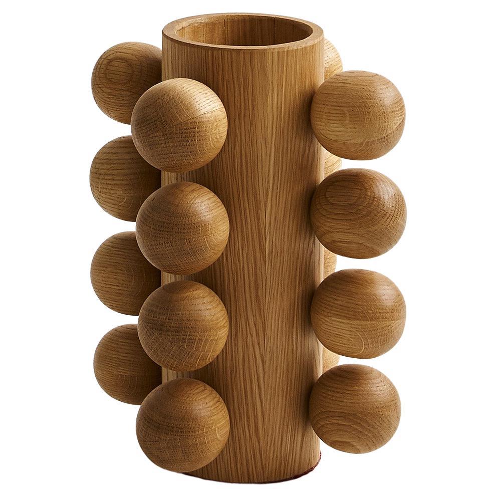 Modern Wooden Bubble Vase in Natural For Sale