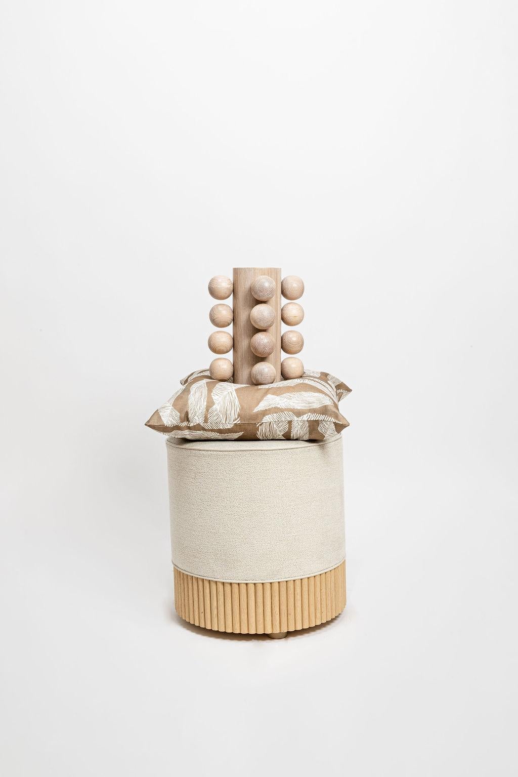 Modern Wooden Bubble Vase in White In New Condition For Sale In Chicago, IL