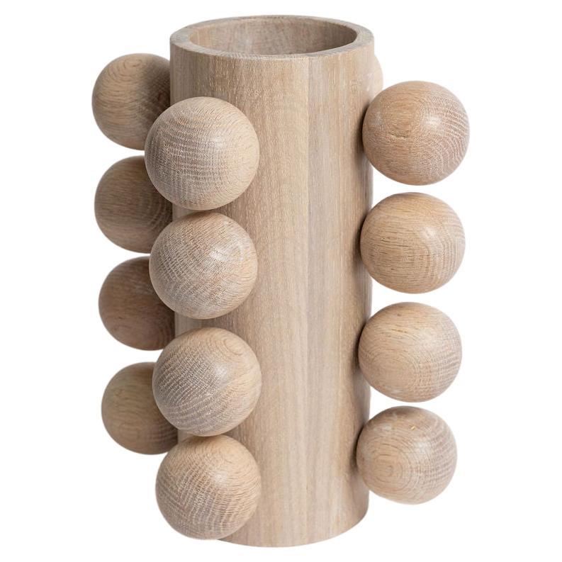 Modern Wooden Bubble Vase in White For Sale