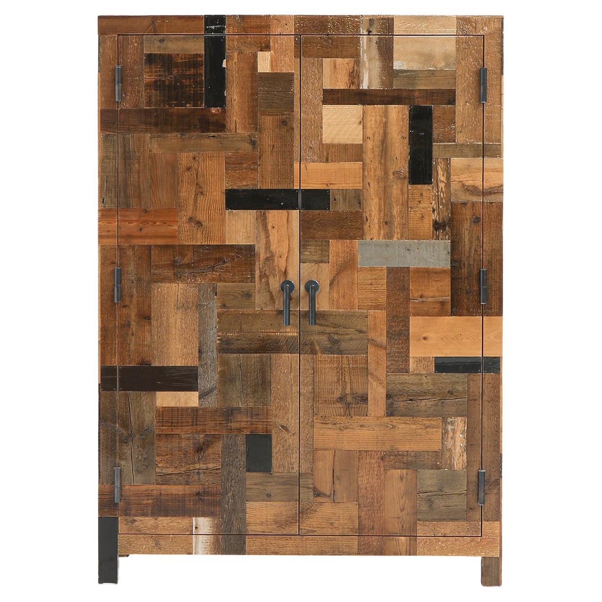 Modern Wooden Cabinet - Dark Waste Cabinet in Scrapwood by Piet Hein Eek