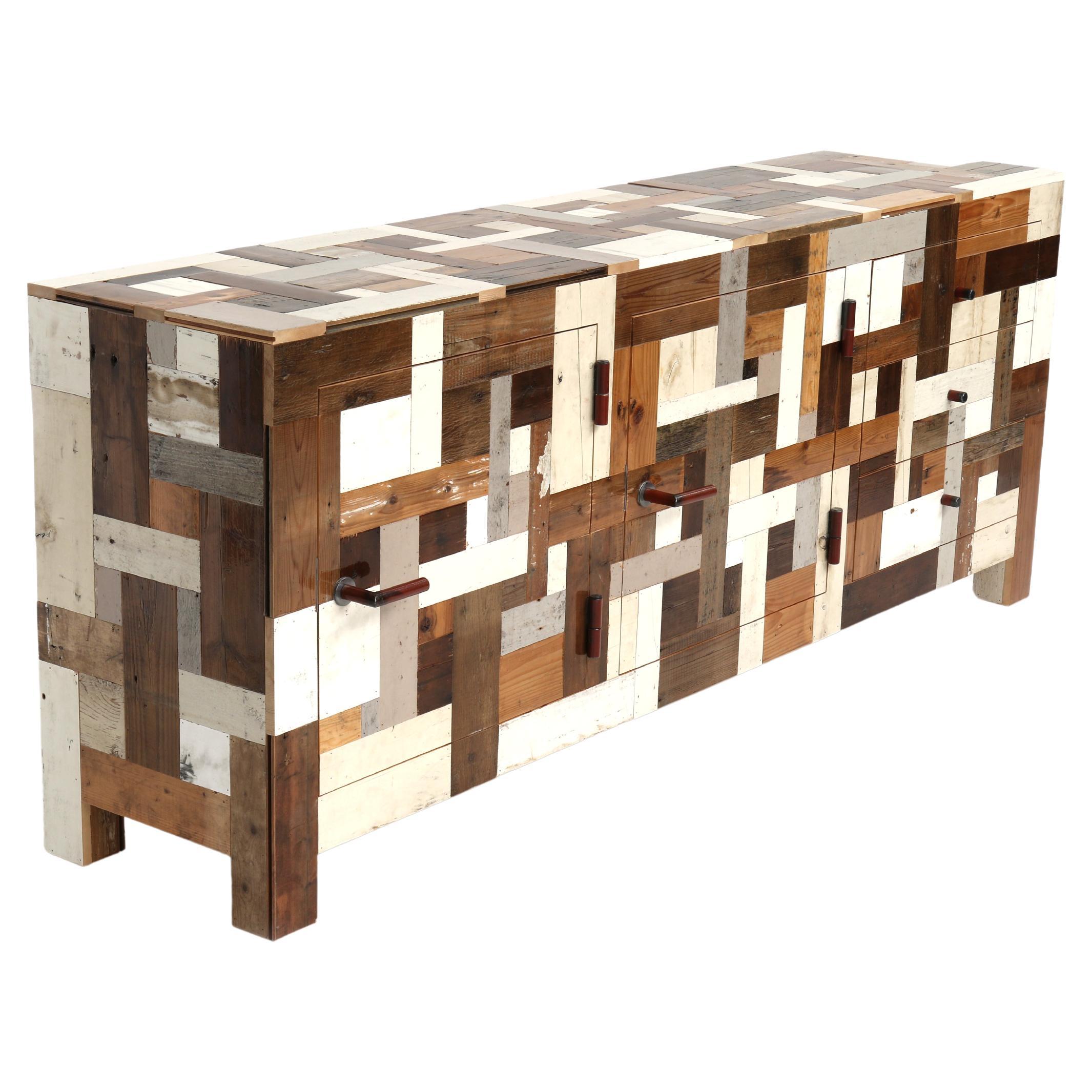 Crédence moderne en bois à 3 tiroirs, meuble de rangement pour déchets en bois de récupération de Piet Hein Eek en vente