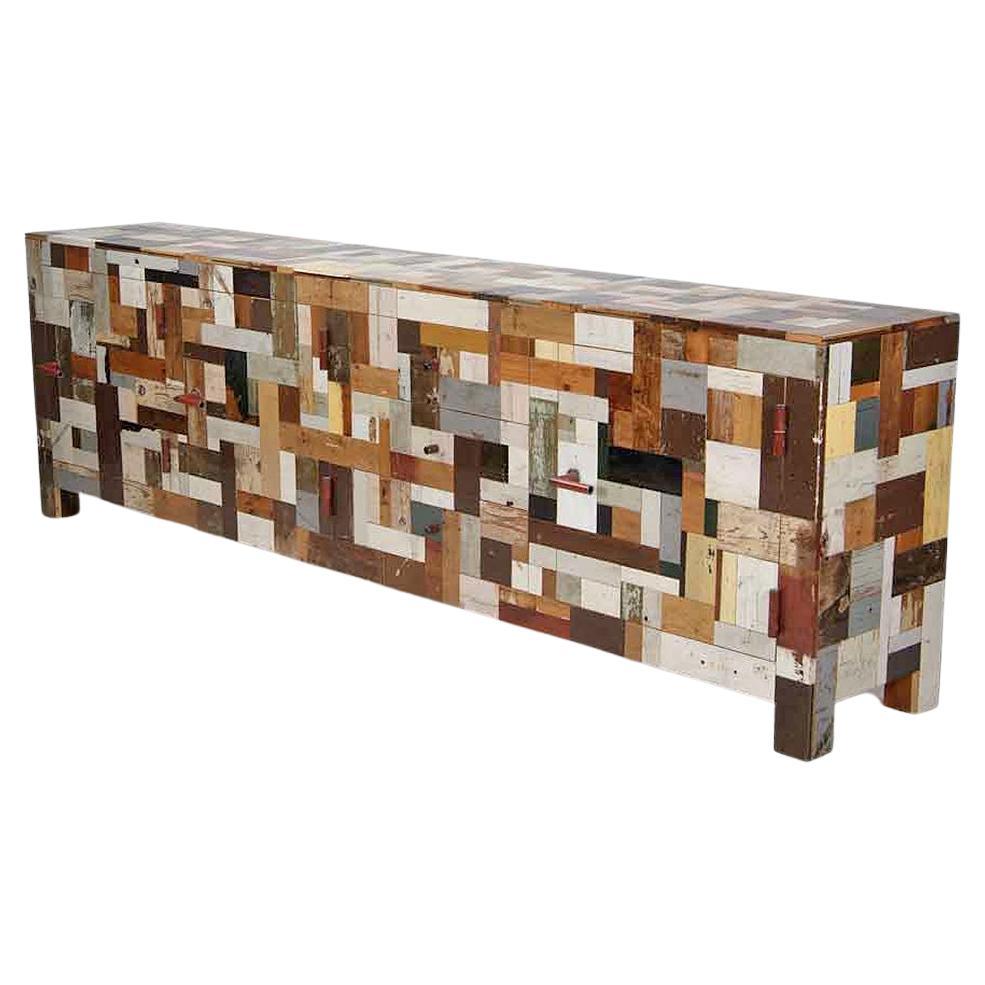 Crédence moderne en bois à 3 tiroirs, meuble de rangement pour déchets en bois de récupération de Piet Hein Eek