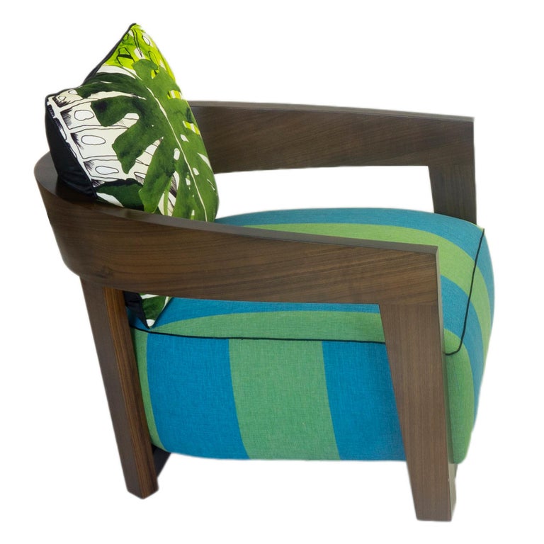 Walnut Modern Wooden Lounge Chair For Sale